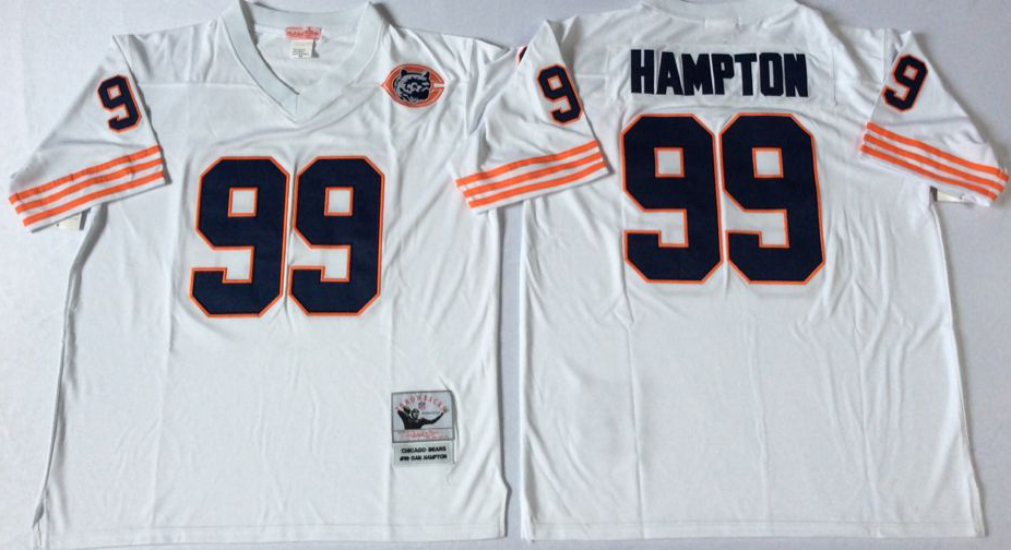 Men NFL Chicago Bears 99 Hampton white style2 Mitchell Ness jerseys
